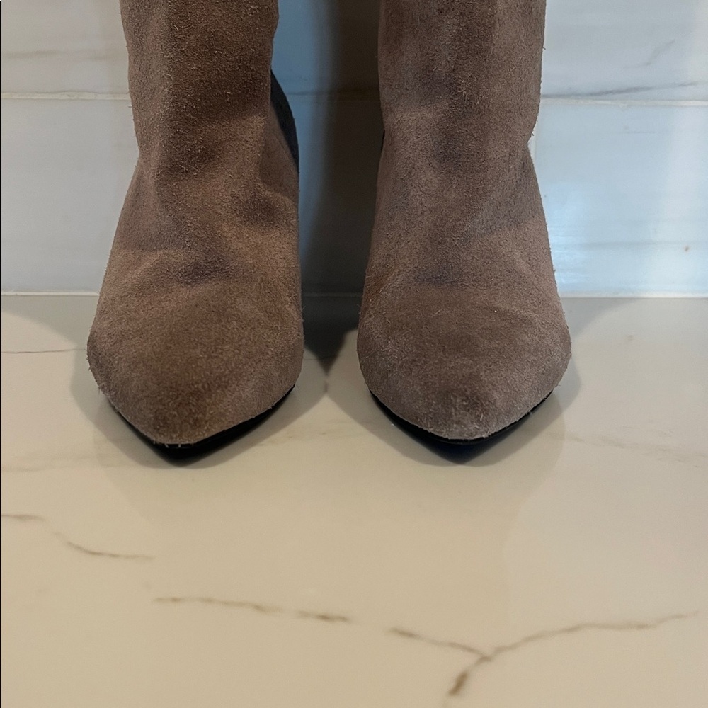 Jeffrey Campbell Senita Tall Suede Taupe Boots Anthropologie 6.5 - Picture 8 of 14